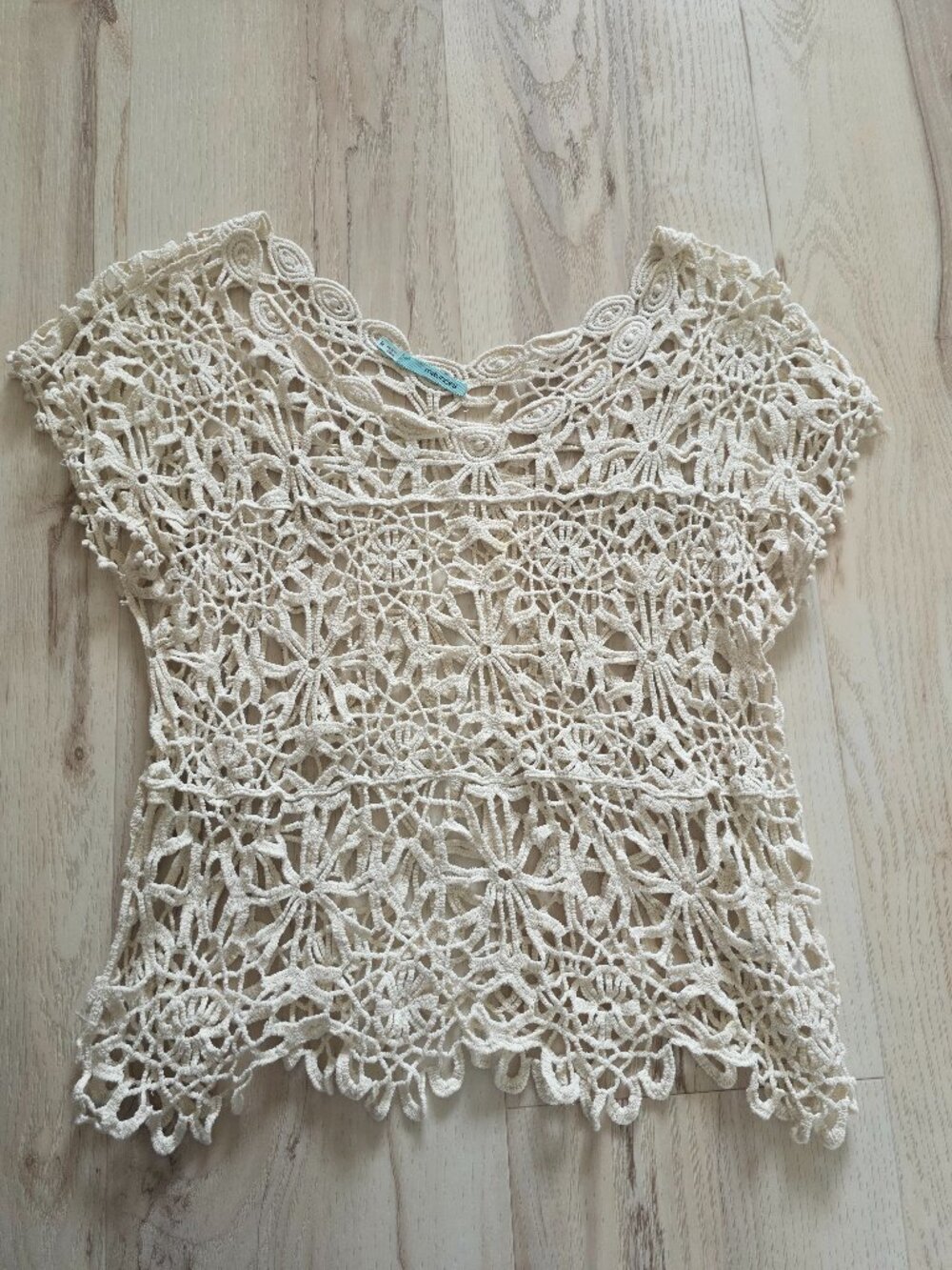 Vintage-Style Maurices Handmade Ivory Crochet Lace Top  Boho Festival Style M